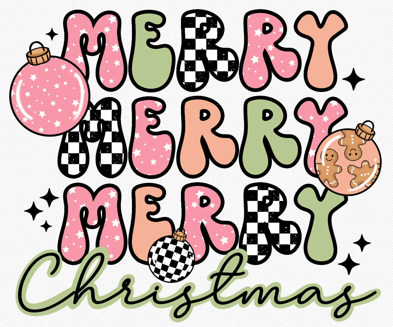 Merry Checkered DTF Transfer