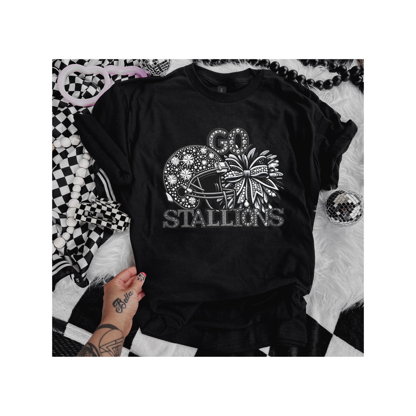 Rhinestone GO Stallions DTF Transfer