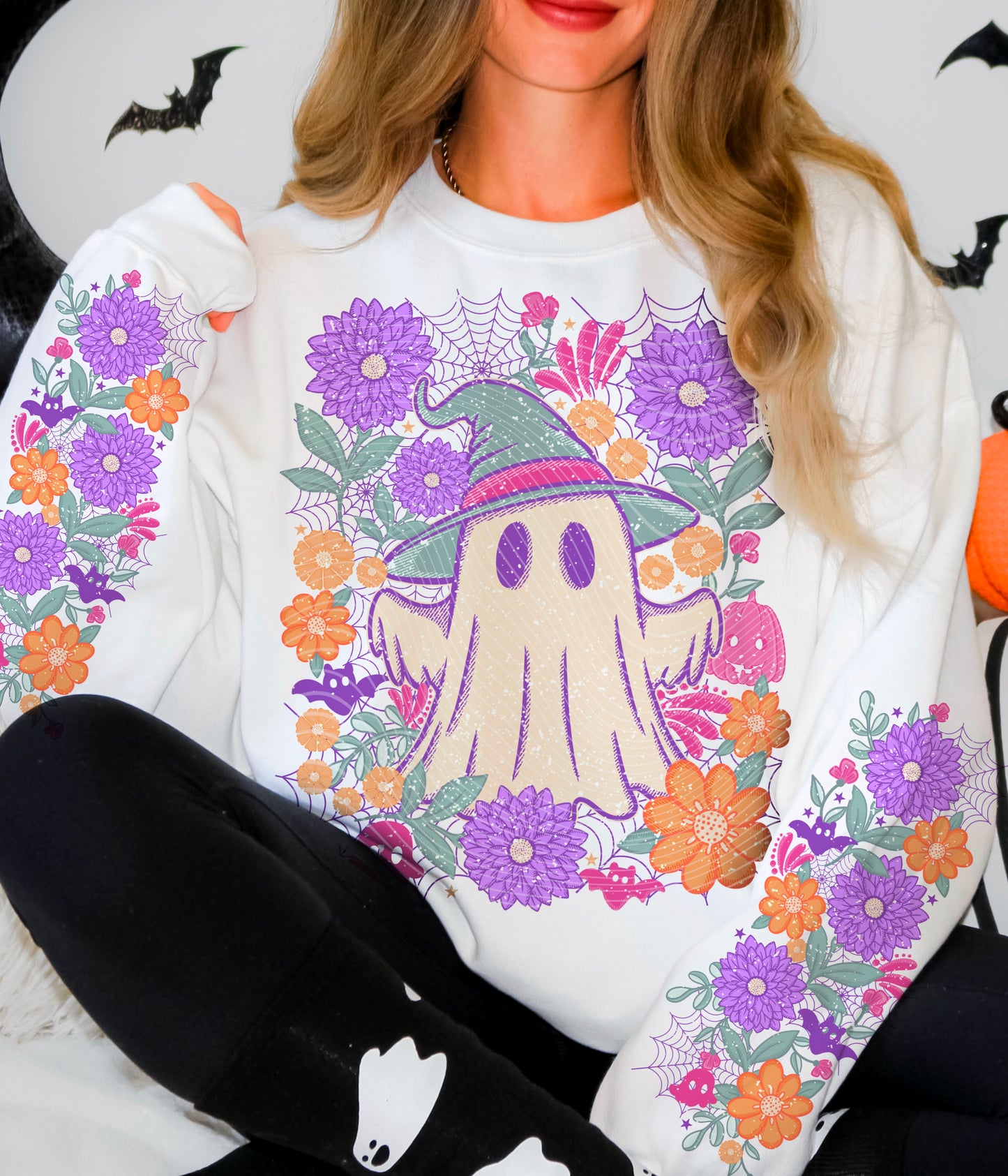 Floral Ghost DTF Transfer FRONT ONLY