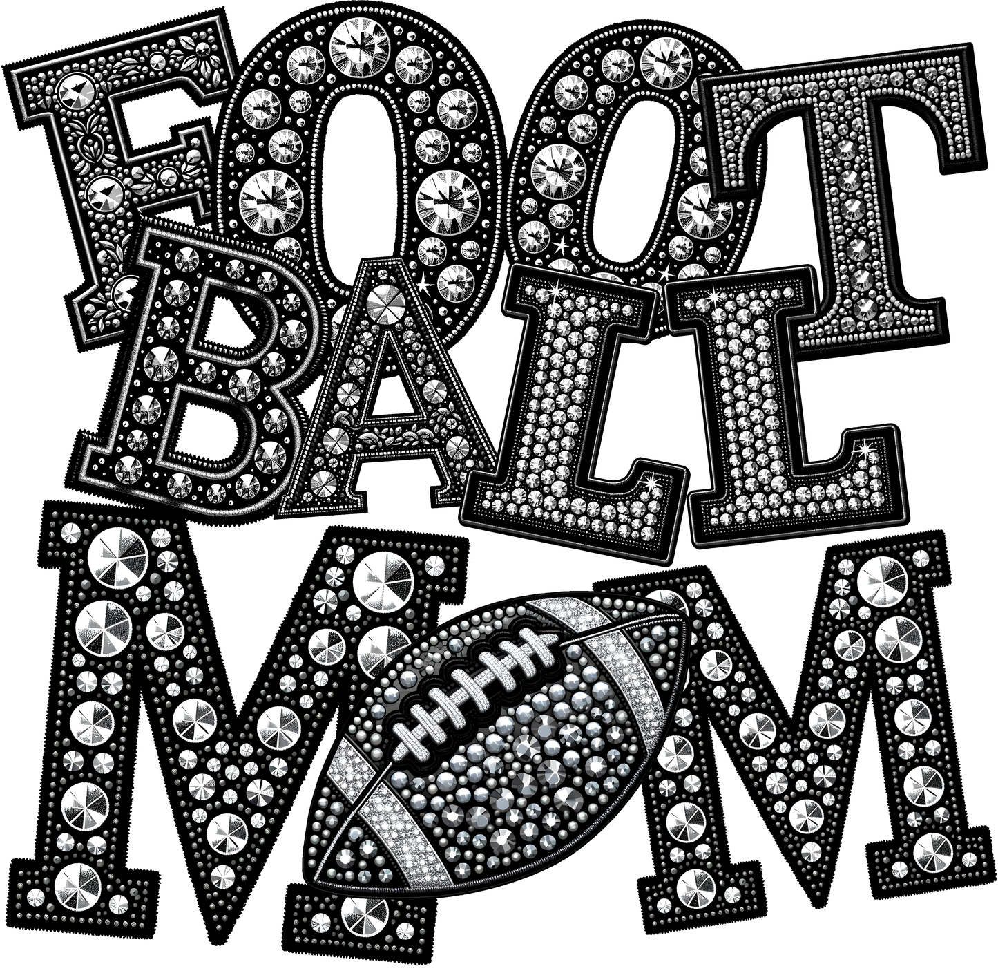 Rhinestone Football Mom DTF Transfer