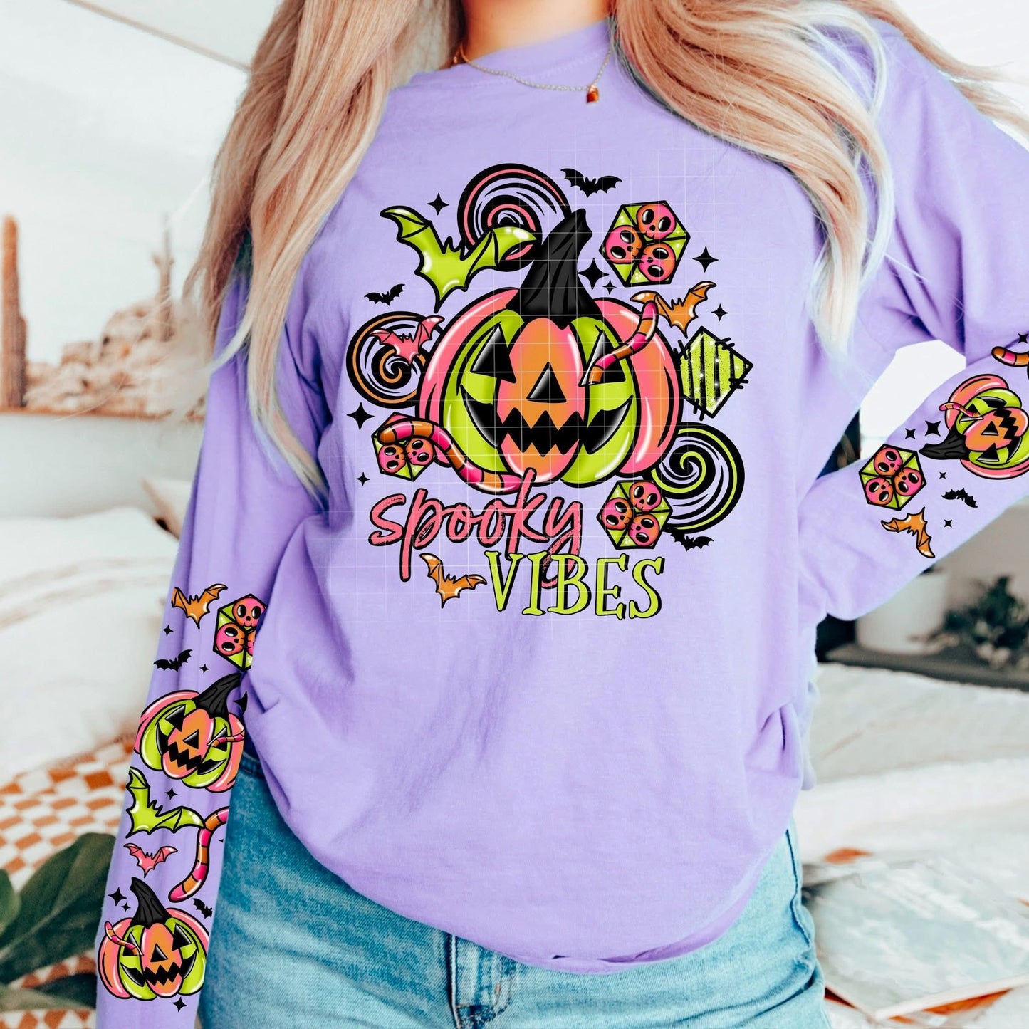 Spooky Vibes DTF Transfer SLEEVE ONLY