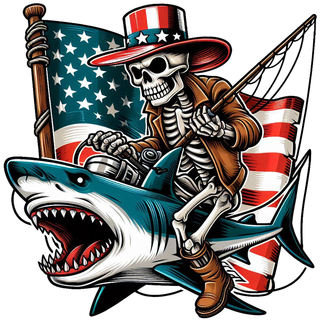 July 4th, Skeleton Fishing - DTF TRANSFER