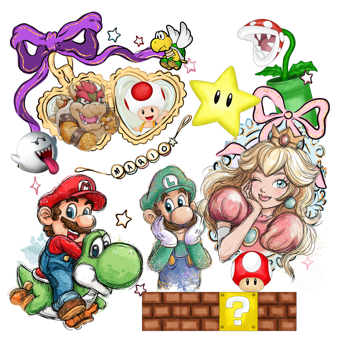 Mario locket DTF Transfer