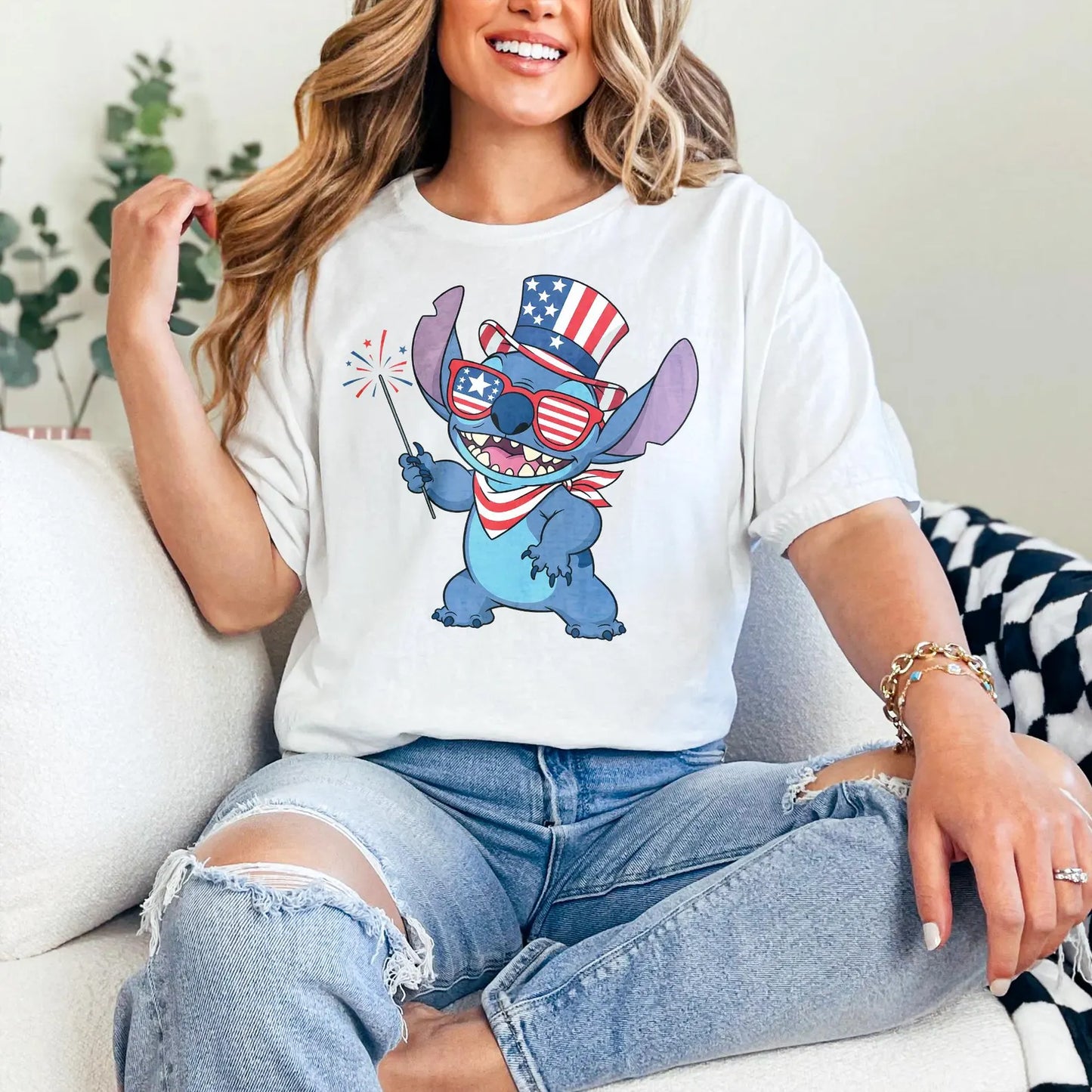 Stitch Patriotic DTF Transfer