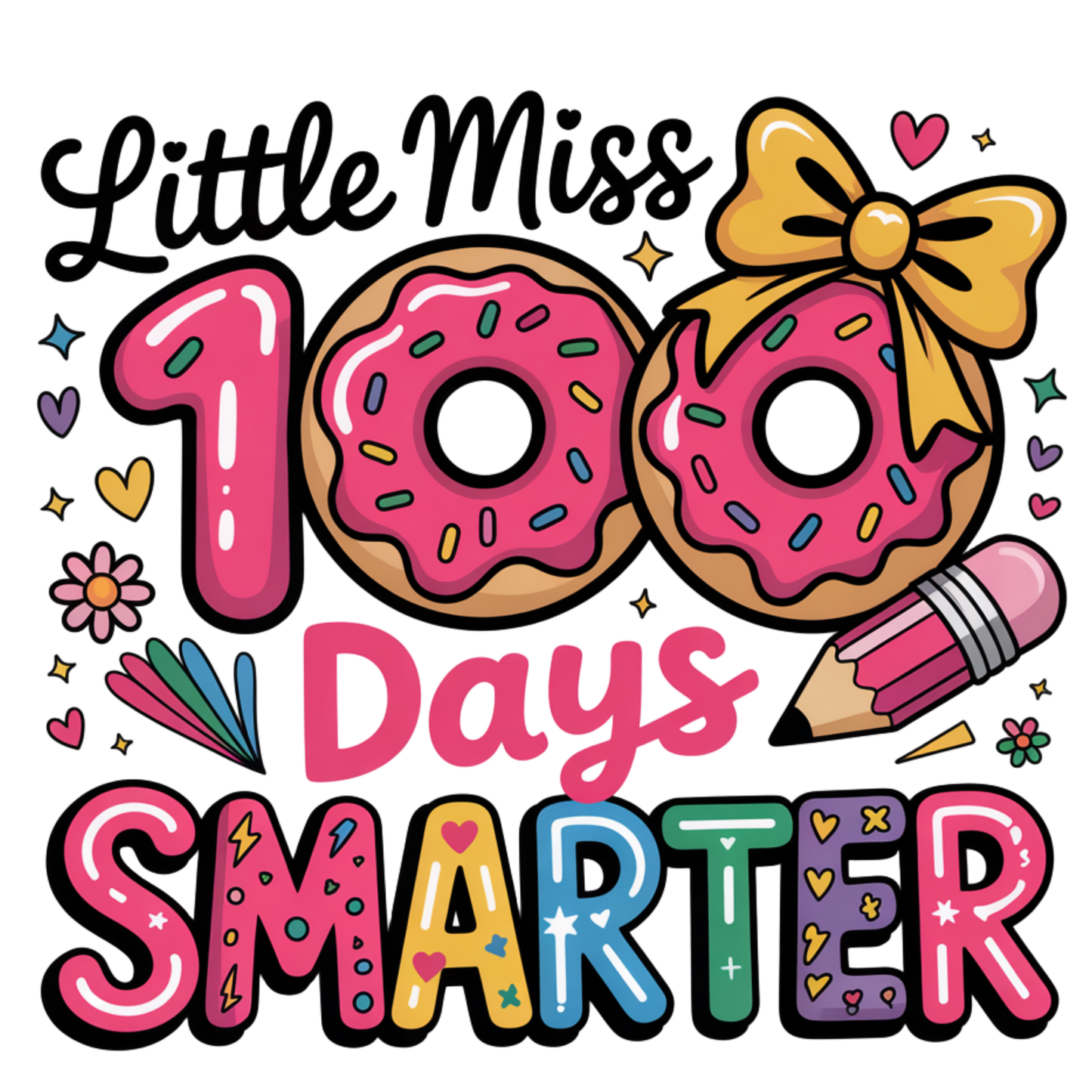 100 Days Smarter Donut DTF Transfer
