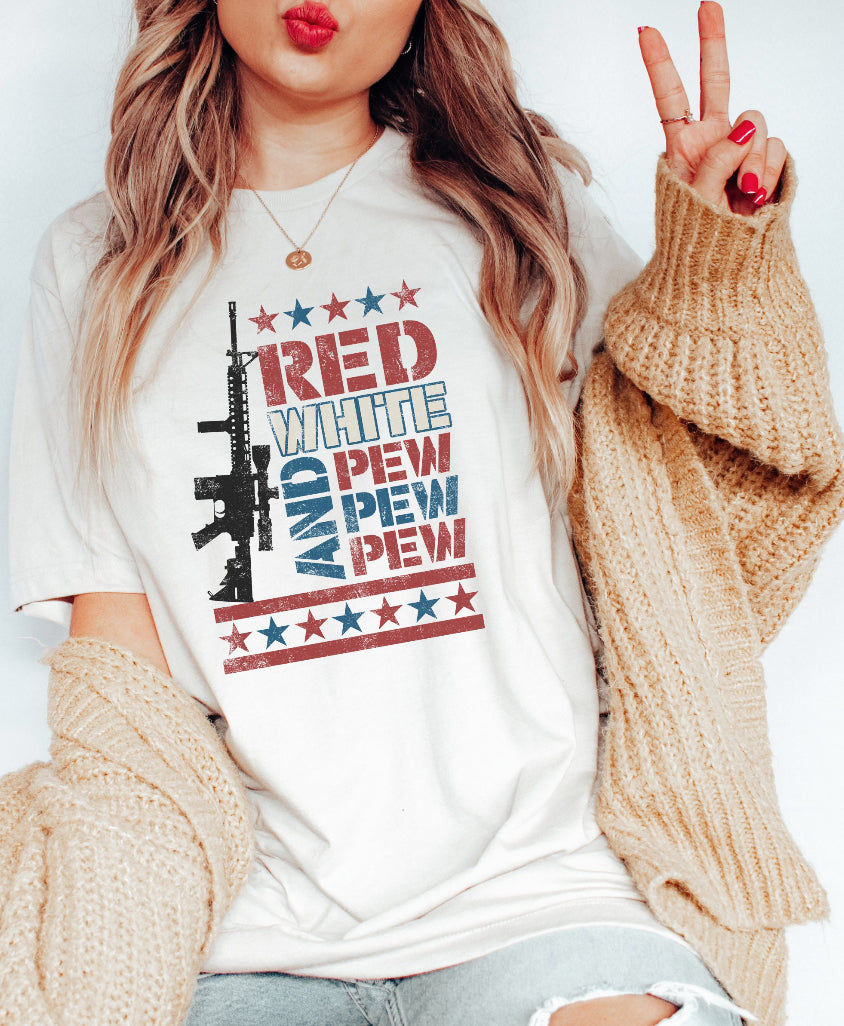 Red White Pew DTF Transfer