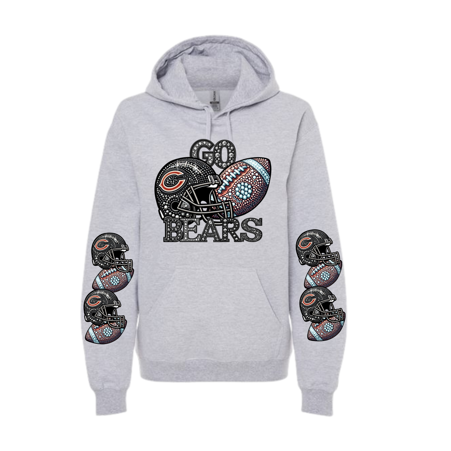 GO BEARS Rhinestone Faux DTF Transfer FRONT ONLY