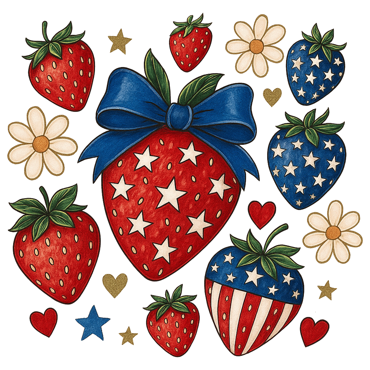 Boho 4th of July Strawberry - DTF TRANSFER