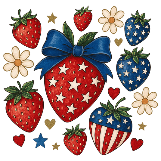 Boho 4th of July Strawberry - DTF TRANSFER