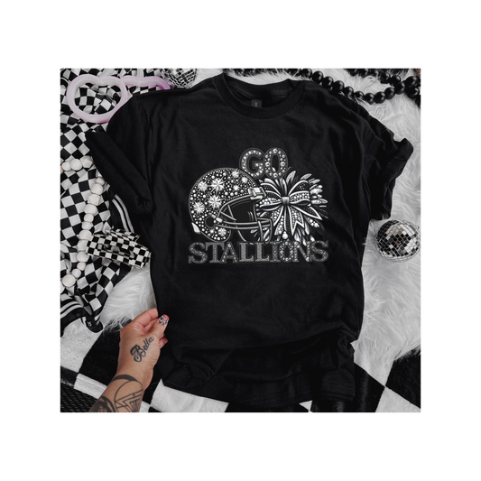 Rhinestone GO Stallions DTF Transfer
