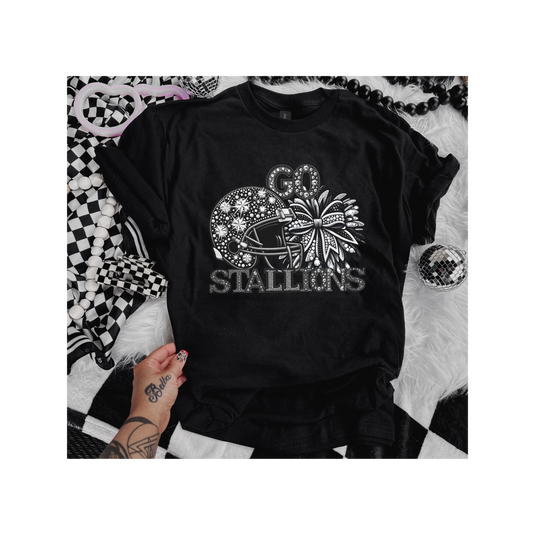 Rhinestone GO Stallions DTF Transfer