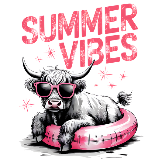 Highland Cow Summer Vibes-DTF TRANSFER