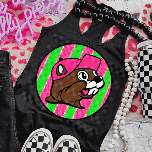 Pink & Green Beaver DTF Transfer