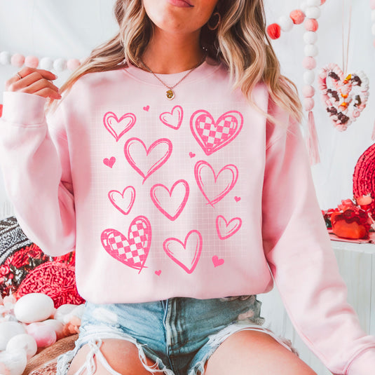 Pink Hearts DTF Transfer