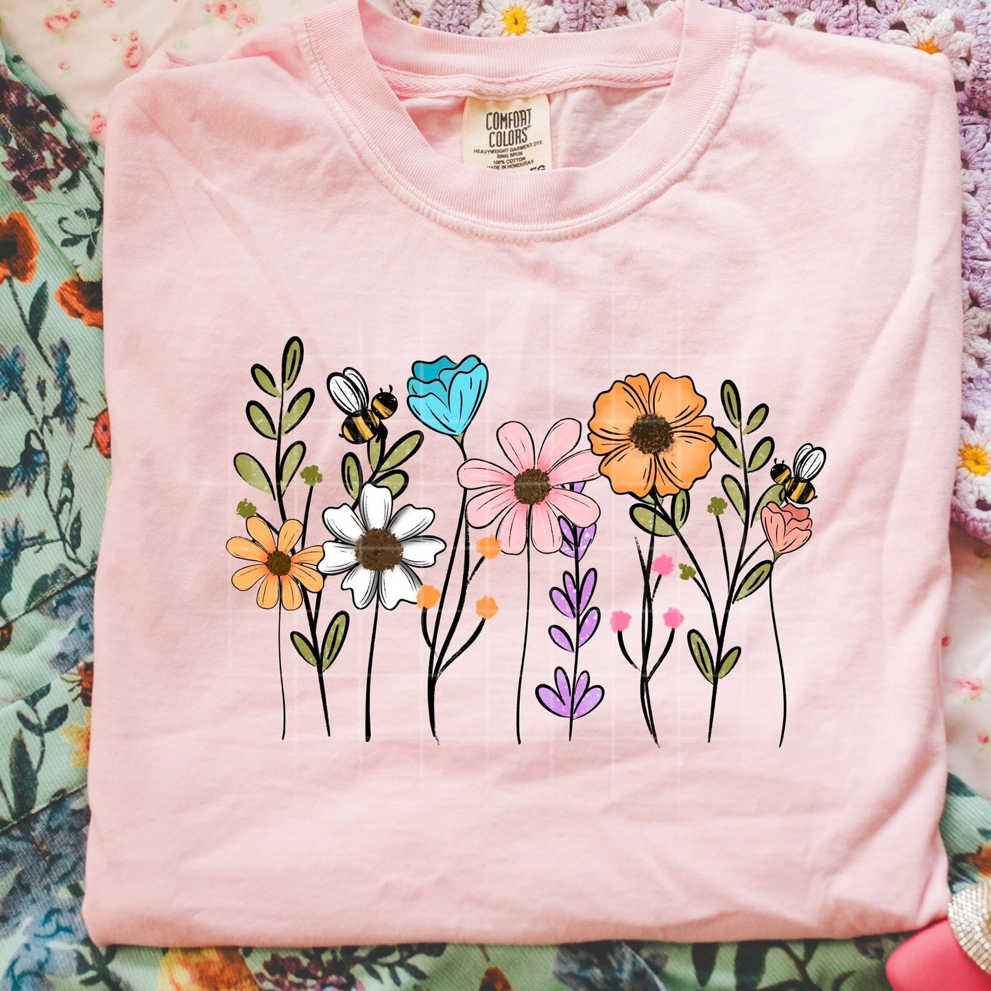 Flowers Bee DTF Transfer