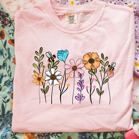 Flowers Bee DTF Transfer