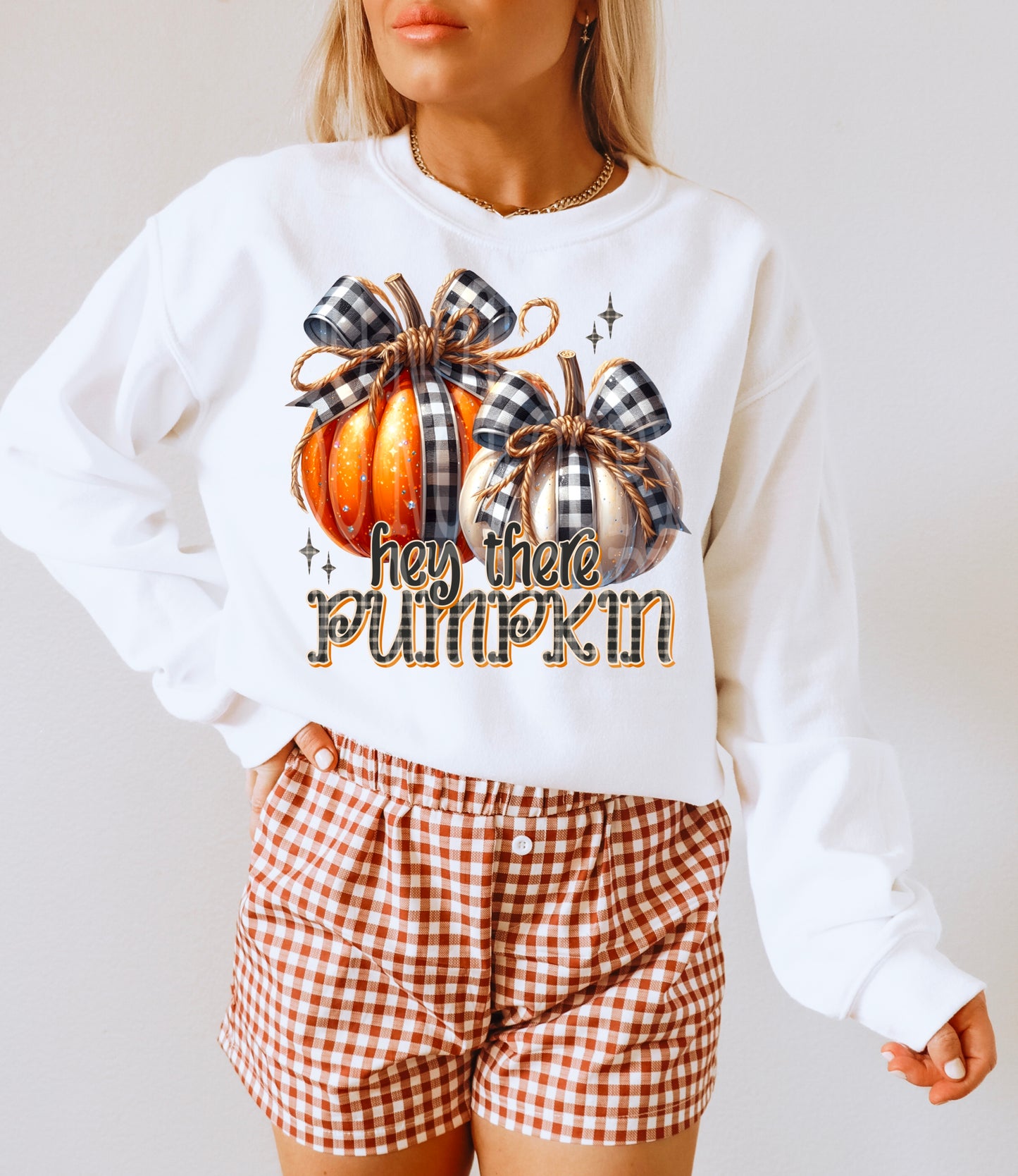Pumpkin Checker Bow DTF Transfer