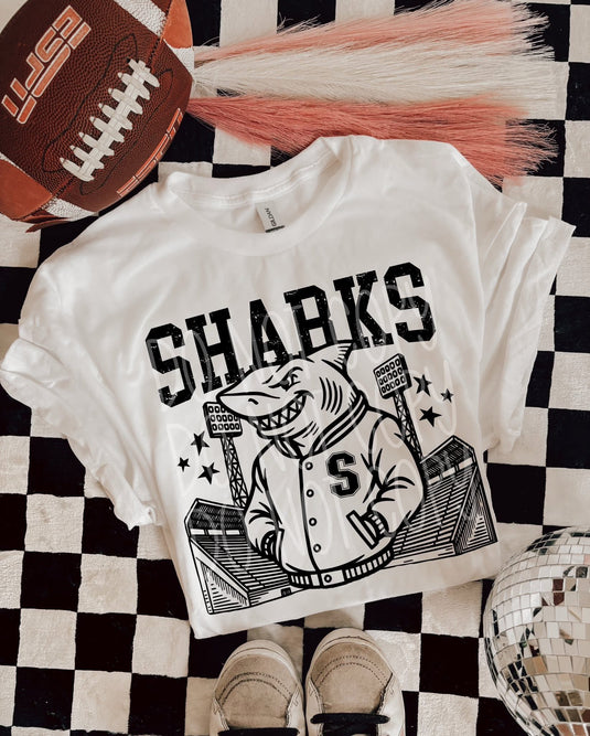 Sharks Letterman DTF Transfer