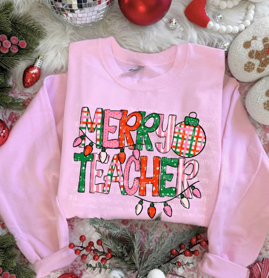 Merry Teacher DTF Transfers