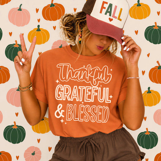 Thankful Grateful Blessed DTF Transfers