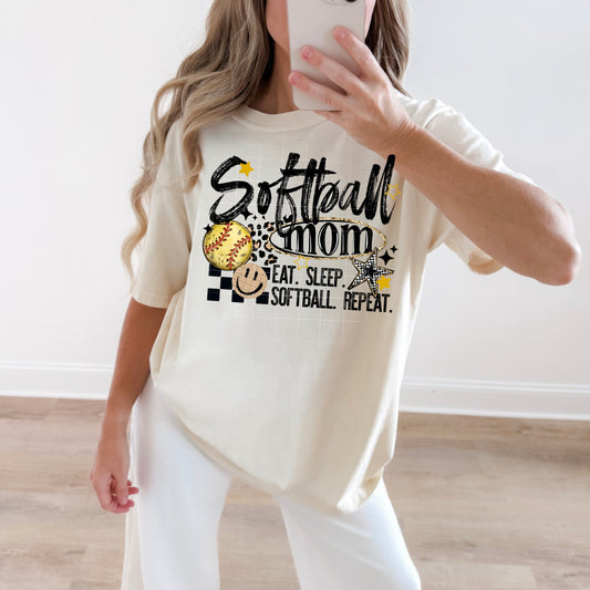 Softball Mom (Eat. Sleep. Softball. Repeat.) DTF Transfer