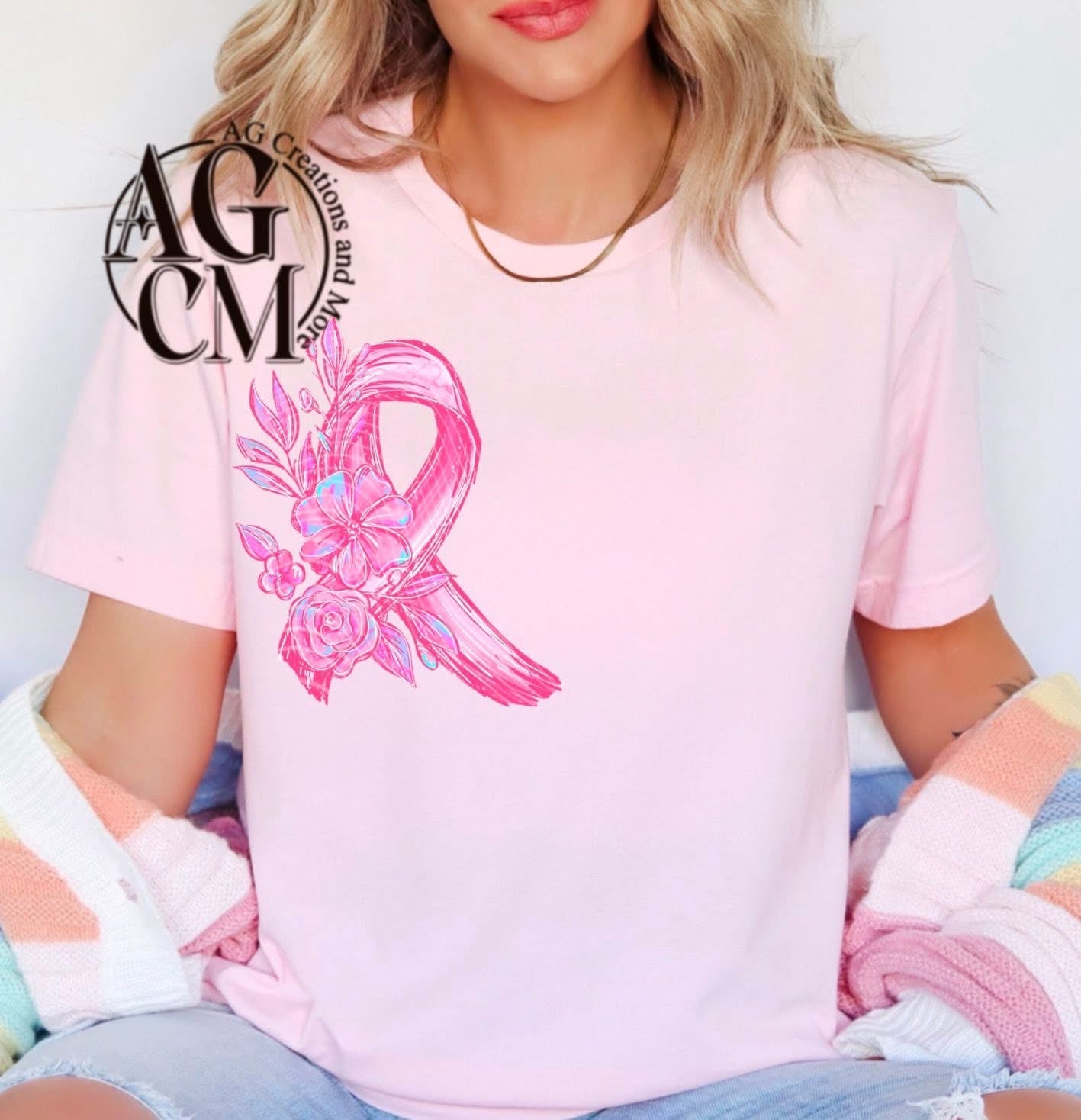 Pink Ribbon Sleeve DTF Transfer Front