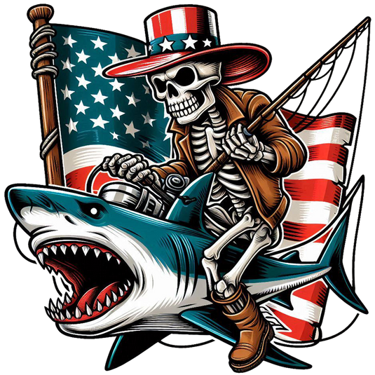 July 4th, Skeleton Fishing - DTF TRANSFER