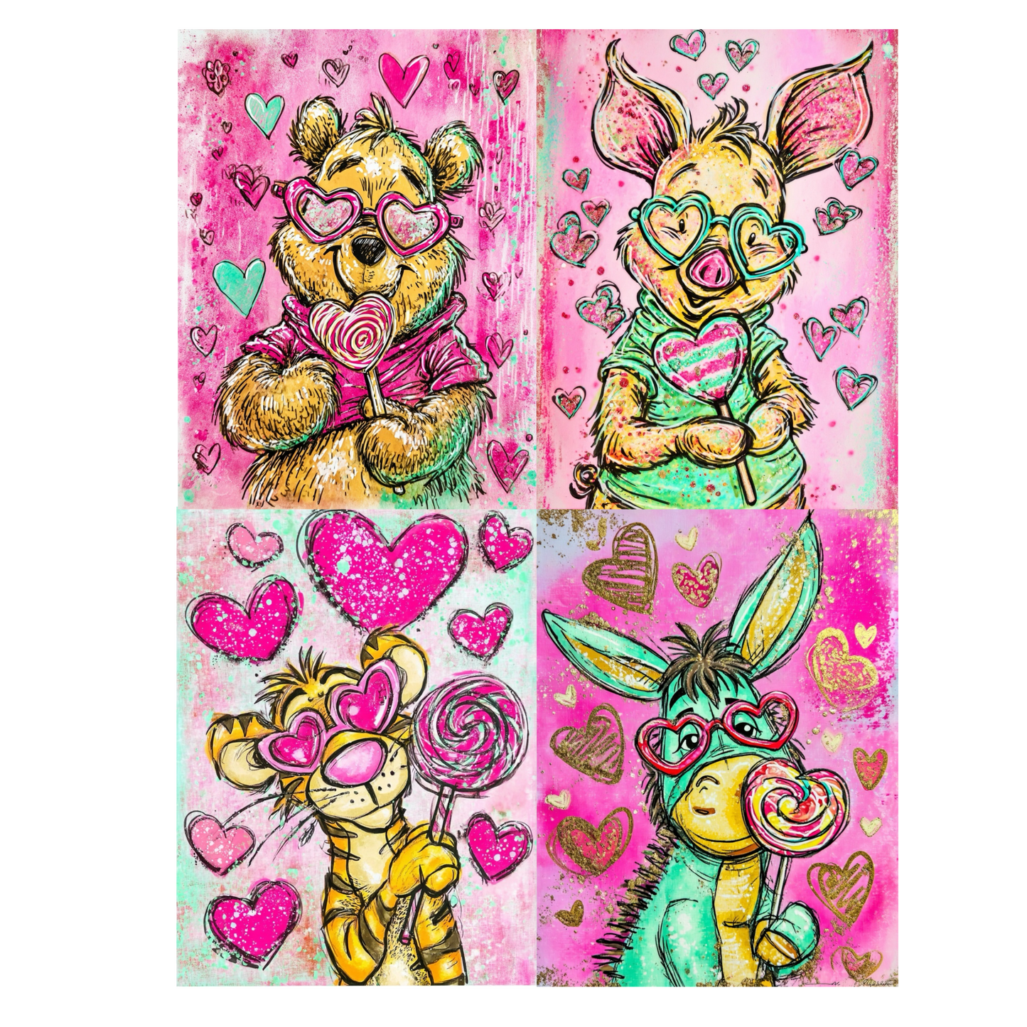Pooh Valentine DTF Transfer