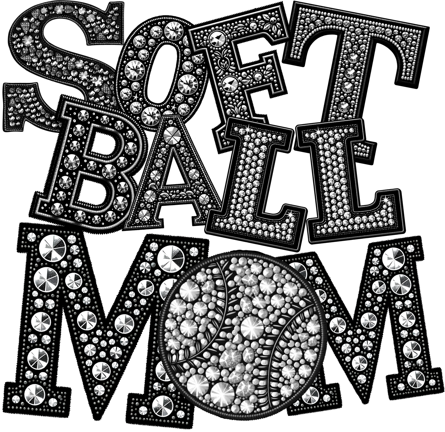 Rhinestone Softball Mom DTF Transfer