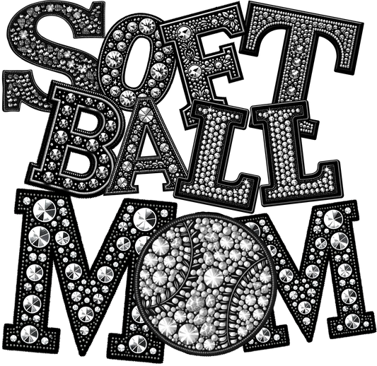 Rhinestone Softball Mom DTF Transfer