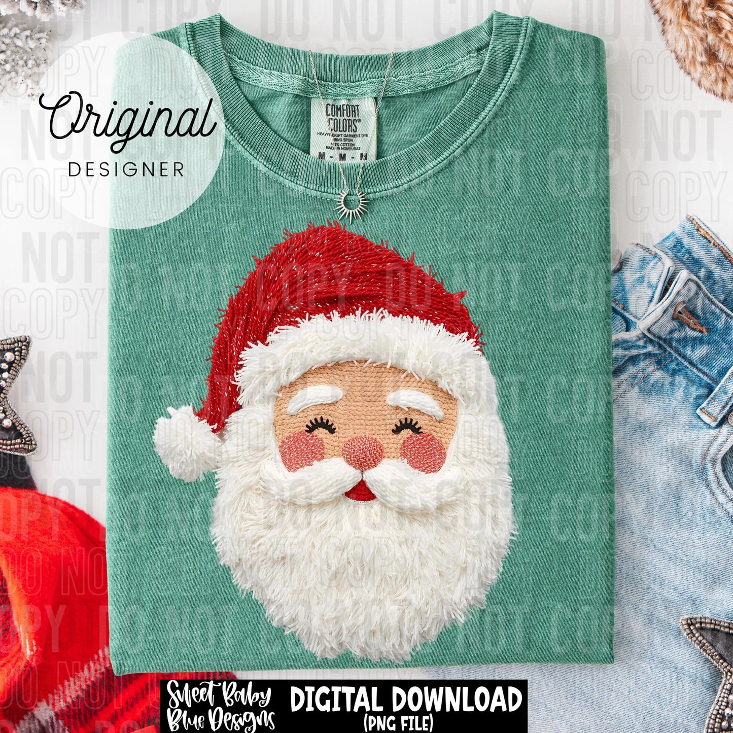 Chunky Crochet Santa DTF Transfer