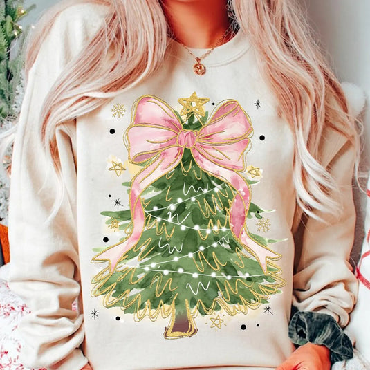 Pink Bow Tree DTF Transfer