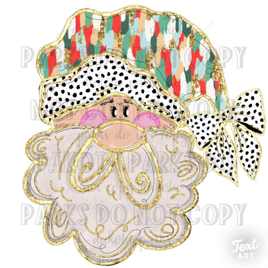 Gold Glitter Faux Santa DTF Transfer