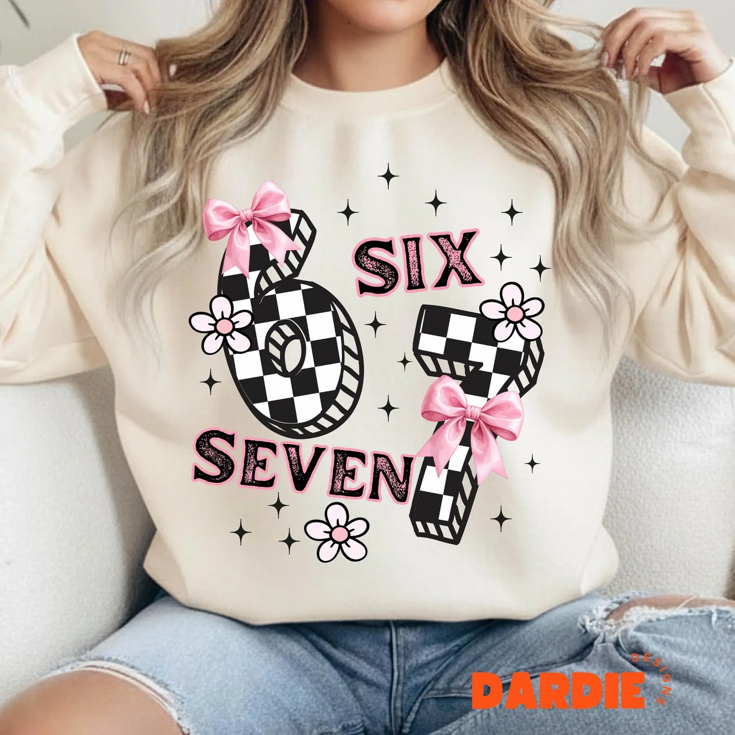 Checkered Bows Six Seven DTF Transfer