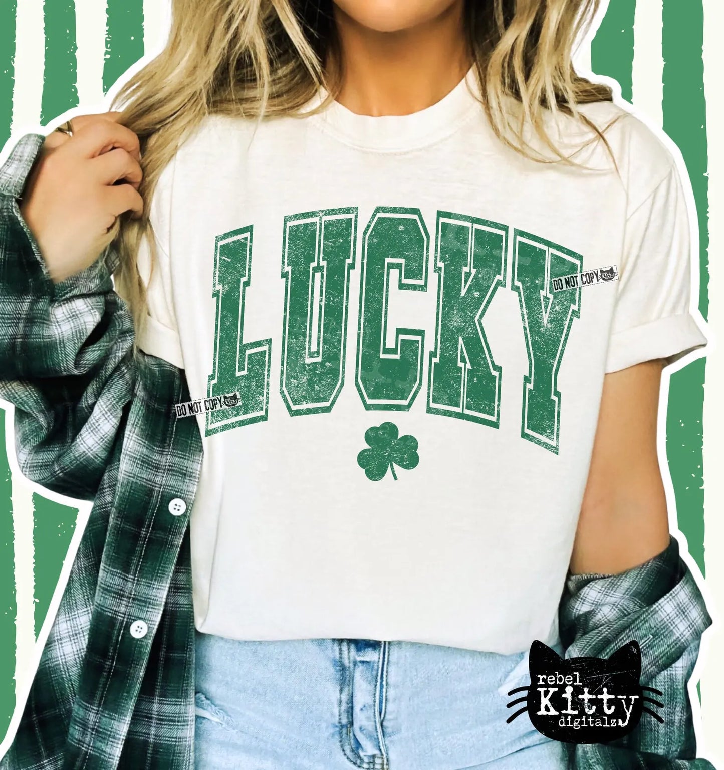 Lucky Green Distressed DTF Transfer