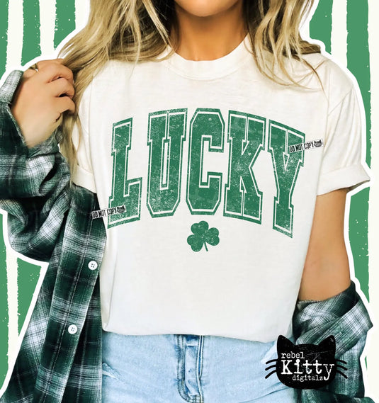 Lucky Green Distressed DTF Transfer