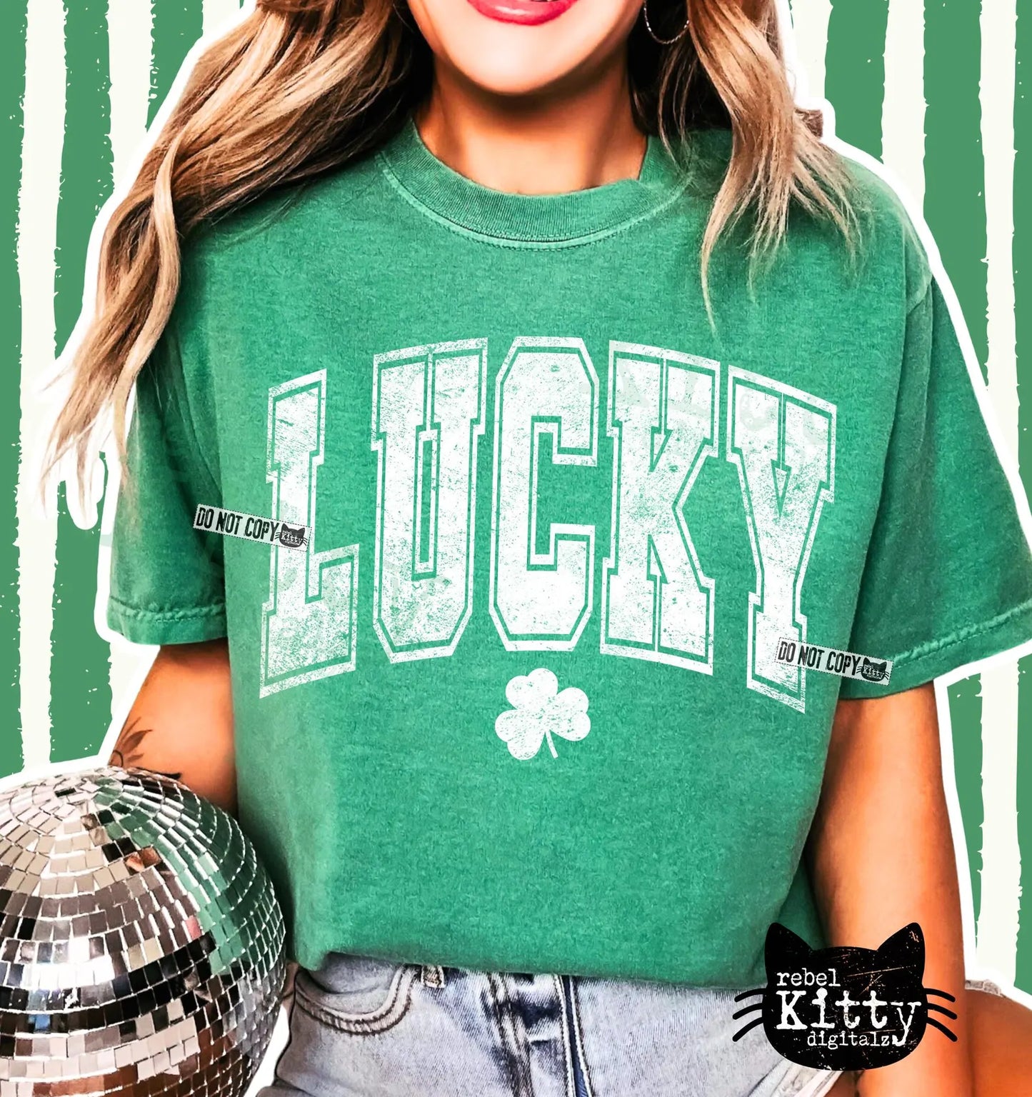 Lucky White Distressed DTF Transfer