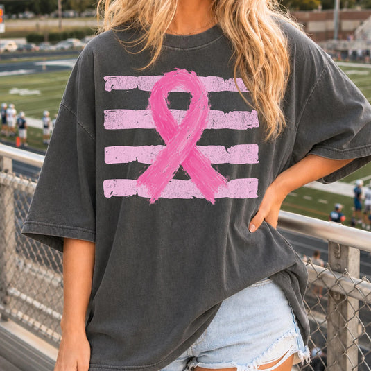 Pink Ribbon Stripes DTF Transfers